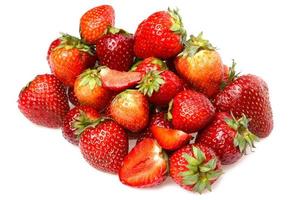 Fresh red ripe strawberries on white background