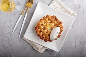 Small apple pie with lemon thyme whippe cream, fall dessert