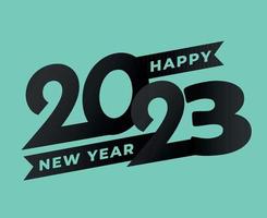 2023 Happy New Year Abstract Holiday Vector Illustration Design Black With Cyan Background