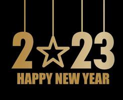 2023 Happy New Year Abstract Holiday Vector Illustration Design Gold With Black Background