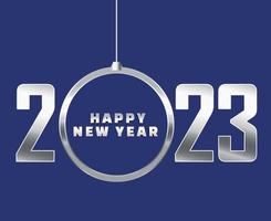 2023 feliz año nuevo abstracto vacaciones vector ilustración diseño gris con fondo azul
