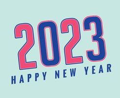 2023 feliz año nuevo abstracto vacaciones vector ilustración diseño azul y rosa con fondo cian