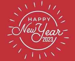 Happy New Year 2023 Abstract Holiday Vector Illustration Design White With Red Background