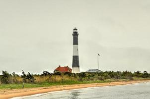 Fire Island Lighthouse. The lighthouse is located on the Great South Bay, southern coast of Long Island, New York. photo
