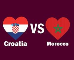 corazón de bandera de croacia y marruecos con diseño de símbolo de nombres vector final de fútbol de europa y áfrica ilustración de equipos de fútbol de países europeos y africanos