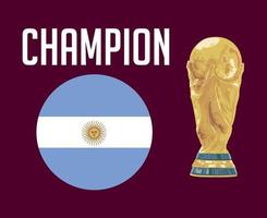 campeón de la bandera argentina con el trofeo de la copa mundial diseño de símbolo de fútbol final vector de américa latina ilustración de equipos de fútbol de países latinoamericanos