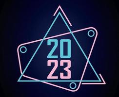 2023 Happy New Year Holiday Abstract Vector Illustration Design Pink And Cyan With Blue Background