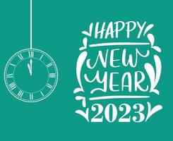 Happy New Year 2023 Holiday Abstract Vector Illustration Design White With Green Background