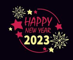 2023 Happy New Year Holiday Abstract Vector Illustration Design Pink And Yellow With Black Background