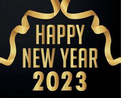 feliz año nuevo 2023 vacaciones resumen vector ilustración diseño oro con fondo negro