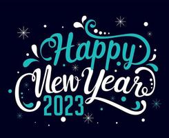 Happy New Year 2023 Abstract Holiday Vector Illustration Design White And Cyan With Blue Background