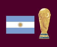 emblema de la bandera argentina con el trofeo de la copa mundial diseño de símbolo de fútbol final vector de américa latina ilustración de equipos de fútbol de países latinoamericanos