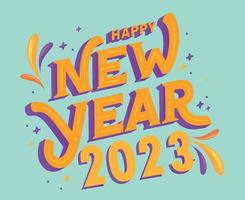 2023 Happy New Year Abstract Holiday Vector Illustration Design Yellow And Purple With Cyan Background