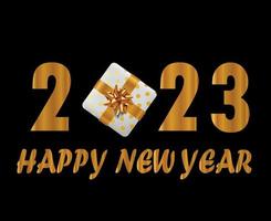 feliz año nuevo 2023 resumen vacaciones vector ilustración diseño oro con fondo negro