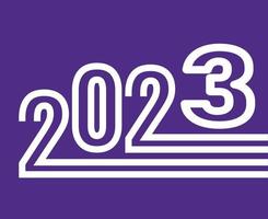 2023 Happy New Year Abstract Holiday Vector Illustration Design White With Purple Background