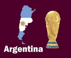 argentina mapa bandera con copa mundial trofeo final fútbol símbolo diseño américa latina y europa vector países latinoamericanos y europeos equipos de fútbol ilustración