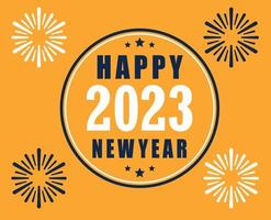2023 Happy New Year Holiday Abstract Design Vector Illustration Blue And White With Yellow Background