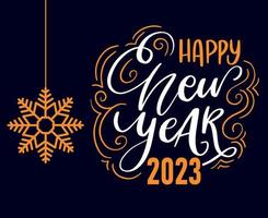 feliz año nuevo 2023 vacaciones resumen vector ilustración diseño naranja y blanco con fondo negro