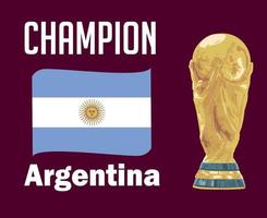 Argentina Flag Ribbon Champion With Names And World Cup Trophy Symbol Final football Design Latin America Vector Latin American Countries Football Teams Illustration