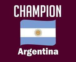 campeón de cinta de bandera argentina con símbolo de nombres diseño de fútbol final vector de américa latina ilustración de equipos de fútbol de países latinoamericanos