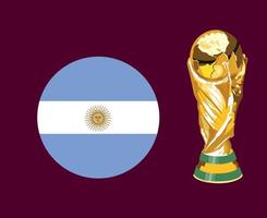 bandera argentina con trofeo copa del mundo final diseño de símbolo de fútbol vector de américa latina ilustración de equipos de fútbol de países latinoamericanos