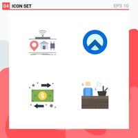 Set of 4 Modern UI Icons Symbols Signs for iot business of seurity money Editable Vector Design Elements