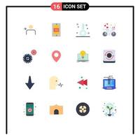 Modern Set of 16 Flat Colors Pictograph of wheel love form heart couple Editable Pack of Creative Vector Design Elements