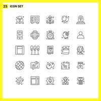 25 Thematic Vector Lines and Editable Symbols of growth party locker balloons crime Editable Vector Design Elements