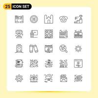 25 User Interface Line Pack of modern Signs and Symbols of prize phone castle building telephone mobile Editable Vector Design Elements