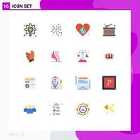 16 User Interface Flat Color Pack of modern Signs and Symbols of construction gloves globe holiday celebration Editable Pack of Creative Vector Design Elements