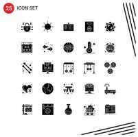 Universal Icon Symbols Group of 25 Modern Solid Glyphs of music gift corporate egg pass Editable Vector Design Elements