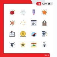 Set of 16 Commercial Flat Colors pack for experiment nature science marijuana signal Editable Pack of Creative Vector Design Elements