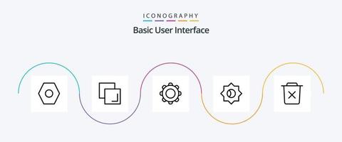 Basic Line 5 Icon Pack Including remove. bin. interface. basic. setting vector