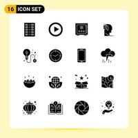 16 iconos creativos signos y símbolos modernos de la seguridad de la cerradura de la puerta interior elementos de diseño vectorial editables seguros vector