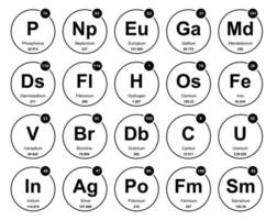 diseño de paquete de iconos de 20 tablas preiodicas de los elementos vector