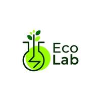 hoja laboratorio eco naturaleza logo vector icono ilustración