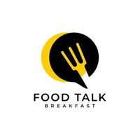 Food talk fork chat logo vector icon illustration