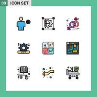 Modern Set of 9 Filledline Flat Colors and symbols such as periodic system printer security venus Editable Vector Design Elements