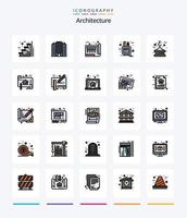 Creative Architecture 25 Line FIlled icon pack  Such As sketch. pocket. hotel. patch. paper vector