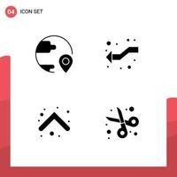Universal Icon Symbols Group of 4 Modern Solid Glyphs of delivery arrow location intersect up Editable Vector Design Elements