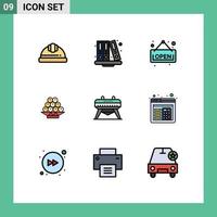 Modern Set of 9 Filledline Flat Colors Pictograph of horse gymnastic open chinese fruit Editable Vector Design Elements