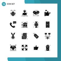 16 Creative Icons Modern Signs and Symbols of call like meloman bubble heart Editable Vector Design Elements