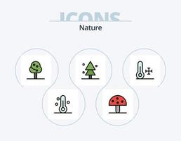 paquete de iconos llenos de línea natural 5 diseño de iconos. estrellas de la noche naturaleza. naturaleza. pico. montaña vector