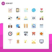 Mobile Interface Flat Color Set of 25 Pictograms of macro camera chemistry education world Editable Vector Design Elements