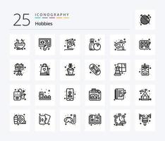 Hobbies 25 Line icon pack including hobbies. football. hobby. play. hobbies vector