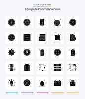 paquete de iconos de negro sólido de 25 glifos de la versión común completa creativa, como el objetivo. publicidad. carta. pago. factura vector