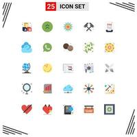 Modern Set of 25 Flat Colors and symbols such as document communication experiment firefighter axe Editable Vector Design Elements