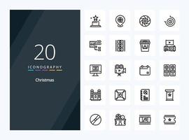 20 Christmas Outline icon for presentation vector