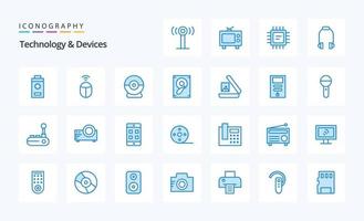 25 Devices Blue icon pack vector