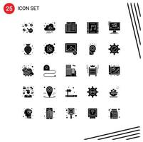 Modern Set of 25 Solid Glyphs and symbols such as music scene music e concert school Editable Vector Design Elements